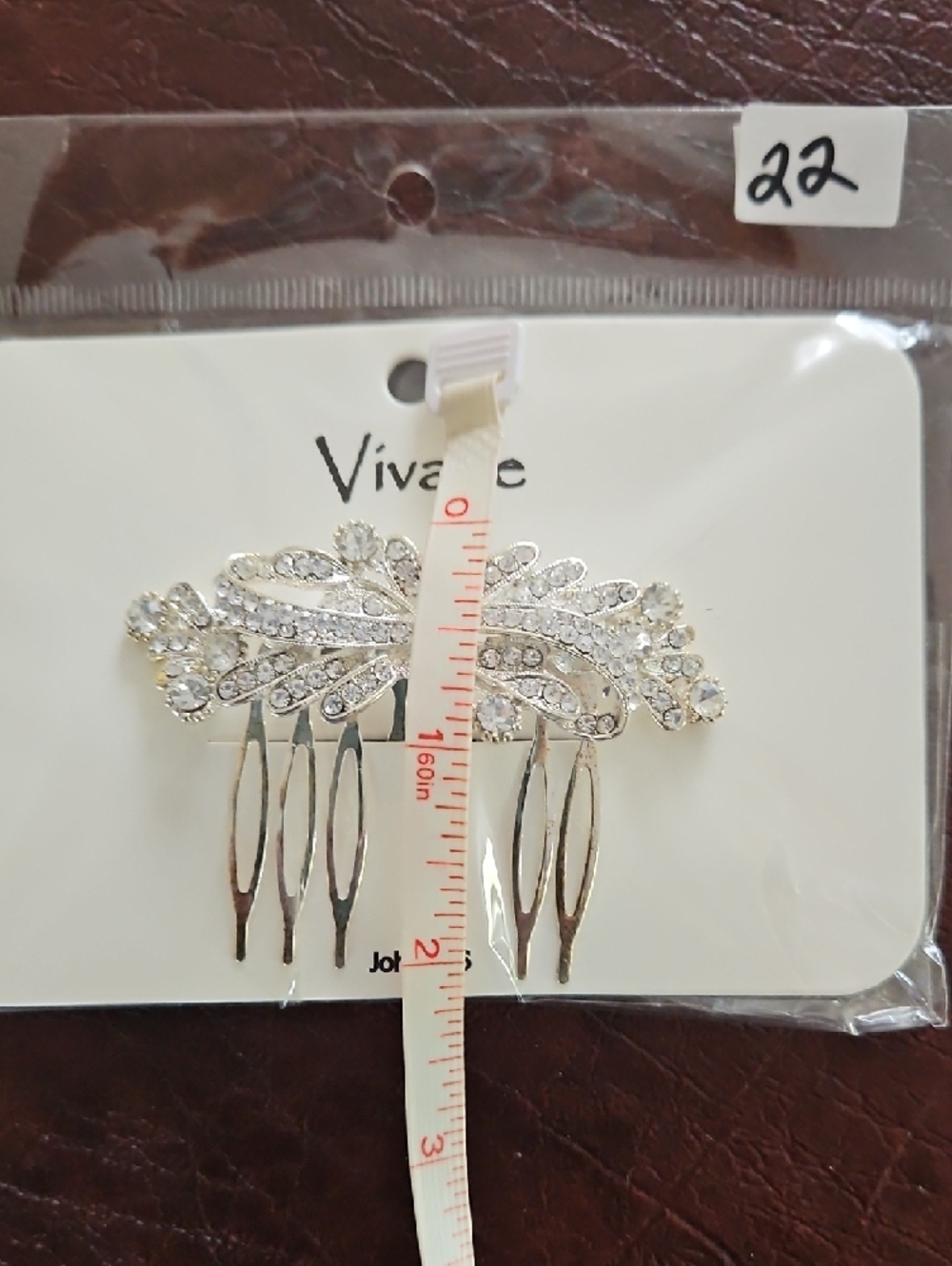 Silvertone Rhinestone Hair Comb - Picture 5 of 5